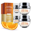 Vitamin C & Collagen Day/Night Moisturizer - Dermatologist Tested, Restores & Brightens Skin Tone, Hydrating & Firming, Anti-Aging Cream, Cruelty Free Korean Skin Care - 2 Pack