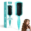 Curly Hair Brush, 5-in-1 Detangling & Curl Defining Brush for Curly Hair Wet or Dry, Shaping & Styling Brushes with Less Pulling for Women & Men (Teal)