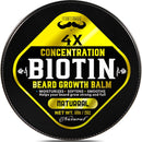Biotin Beard Growth Balm for Men Conditioning & Thickening Balm with Castor, Shea & Jojoba Oils Non-Greasy, Softens & Nourishes for Fuller, Thicker Facial Hair Unscented 2 oz