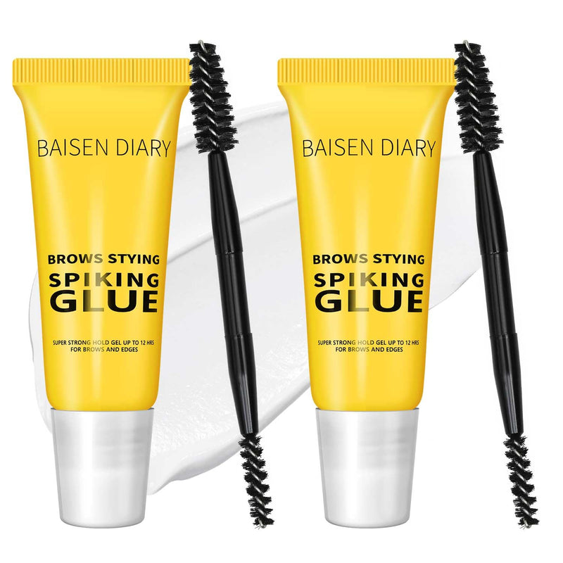 2 Pack Brow Styling Spiking Glue - Clear Eyebrow Setting Gel, 24HR Waterproof & Sweat-Proof Hold, Flawless Natural Look, Ideal for Salon & Home Use