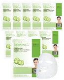 DERMAL Cucumber Collagen Essence Facial Mask Sheet 23g Pack of 10 - Soothing & Moisturizing, Redness & Sunburn Relief, Daily Skin Treatment Solution Sheet Mask