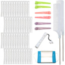 Professional 48 Pcs Cold Wave Perm Rods Curlers Women's Long&Short Plastic Styling Hair Rollers Kit with 350 Perm Papers 6 Duckbill Clips 2 Pintail Combs Salon Home Hairdressing Tools Curling Waving