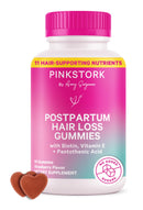 Pink Stork Postpartum Hair Loss Gummies - Biotin with Vitamin E, Pantothenic Acid, B6 & B12 for Beautiful & Strong Hair, Skin, and Nails - Postpartum Essentials for New Moms - 60 Gummy Vitamins