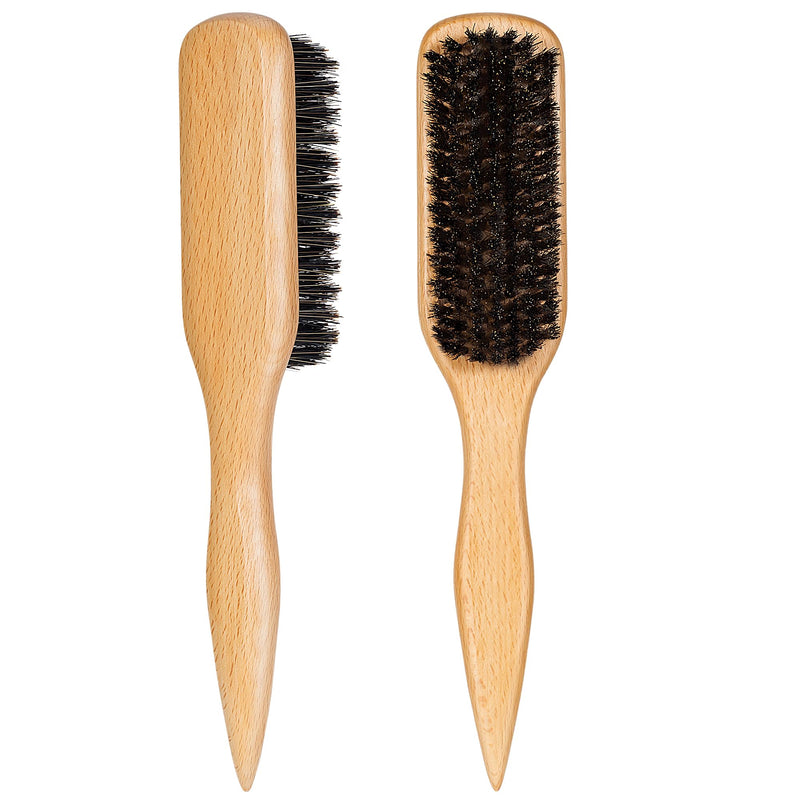 Slick Back Hair Brush for Women, Boar Bristle Hair Brush for Thin & Fine Hair, Soft Smoothing Baby Hairs for Polishing, Deepening, Styling, Sectioning & Parting-Wide Rat Tail