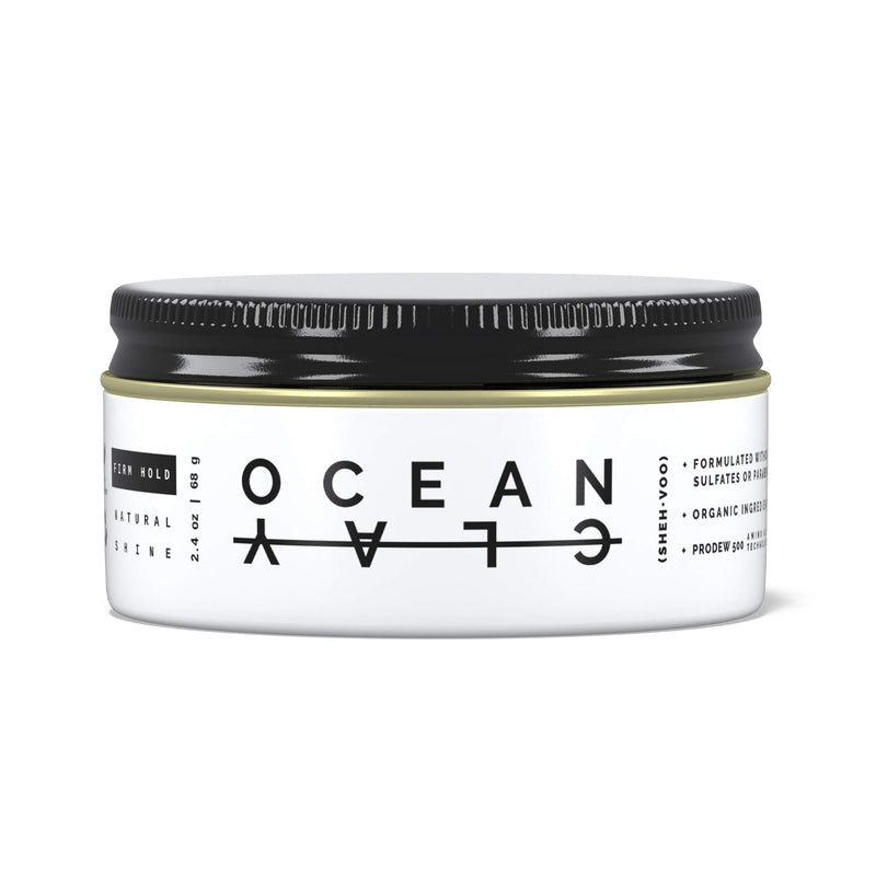(SHEH•VOO) Ocean Clay - Premium Men's Hair Styling Clay - Firm Hold + Natural Shine - Sulfate & Paraben Free (2.4 oz)
