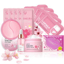 Sakura Skin Care Set, Skin Care For Teens 10-12, Travel Essentials Skincare Gift Set For Women - Cream, Serum, Eye Mask, Lip Mask, 5 Sleeping Mask, 5 Mud Mask, Hydrating Teen Skincare Kit