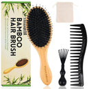 Hair Brush,Boar Bristle Hair Brushes and Styling Comb Set for Women Men Kids, Best Natural bamboo Paddle Hairbrush for Wet or Dry Hair Detangling Smoothing Massaging.Enhance Shine & Health Natural