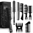 8pcs Hair Comb for Men Curly Hair Brush, Quiff Roller Brush for Adding Volume, Vent Brush Texture Comb Men Styling Comb Wide Tooth Design for Unique Styles at Salon or Home