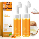 2 Pcs Turmeric Facial Cleanser, Glow Wash Turmeric Face Wash With Brush, Deep Cleansing Exfoliating for Women All Skin.