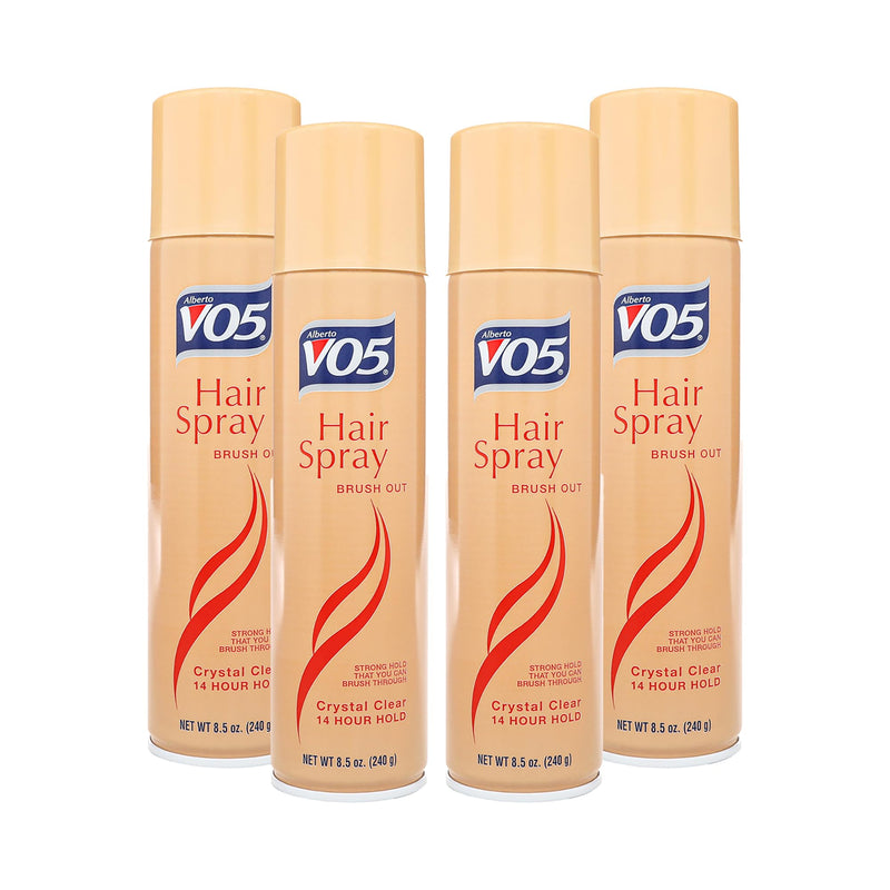 Alberto VO5 Crystal Clear Brush Out Hair Spray - Volumizing Hair Spray for Styling - Frizz and Humidity Control - Clear Formula - 8.5 oz - Pack of 4