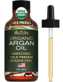 Organic Argan Oil for Hair, Face & Skin | Moroccan Argan Oil, USDA Certified, 100% Pure, Cold-Pressed, Unrefined, Glass Bottle 4 Oz