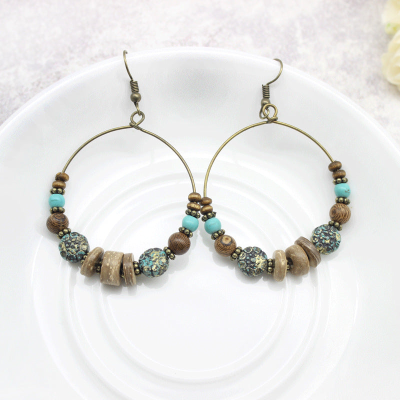 Vintage Round Alloy Beads Bohemian Earrings