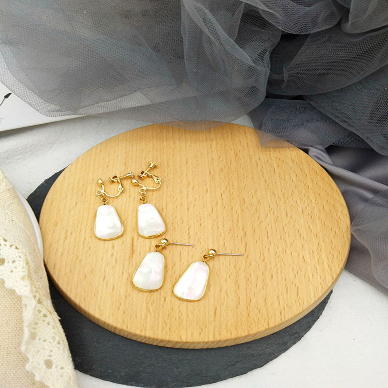 Pink Color Light Shell S925 Silver Pin Stud Earrings