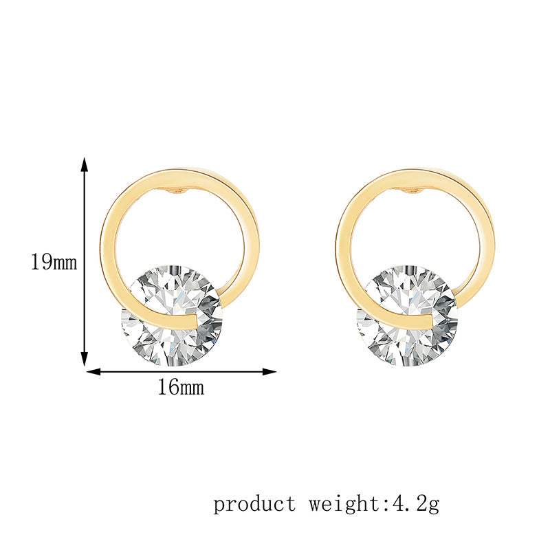 Simple Fashion Geometric Shape Alloy Zircon Earrings