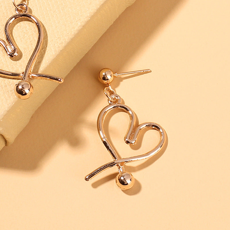 Cold Wind Temperament Geometric Heart-shaped Stud Earrings