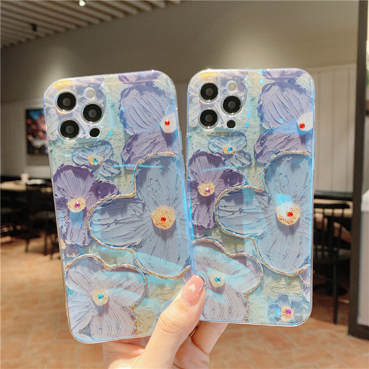 Oil Painting Purple And Blue Daisy Flower Phone Case