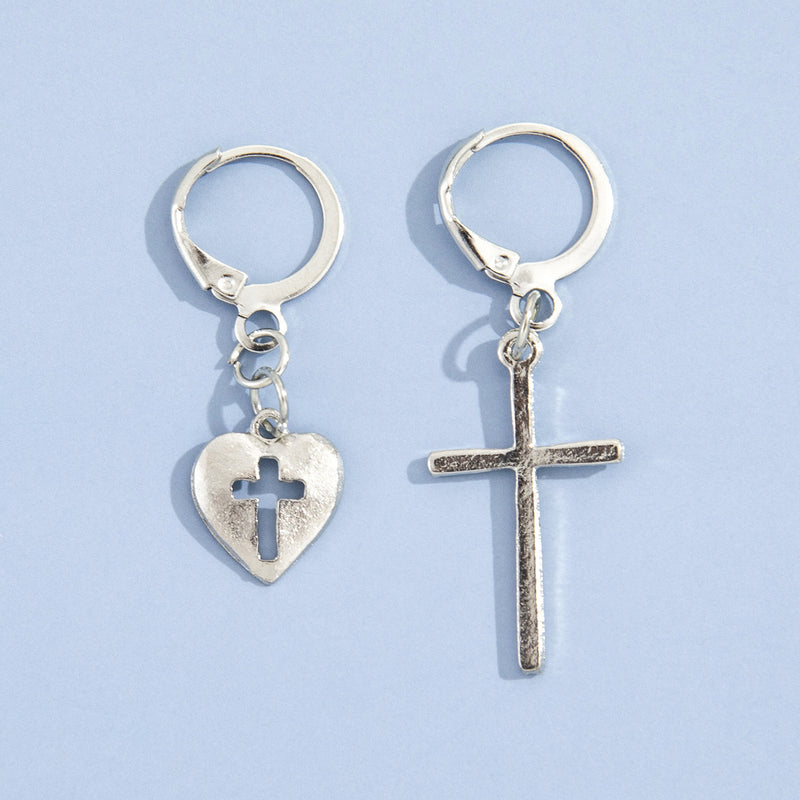 Love Cross Pendant Earrings