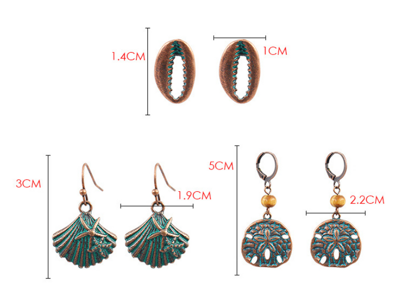 Fashion Ocean Series Starfish Shell Metal Alloy Earrings