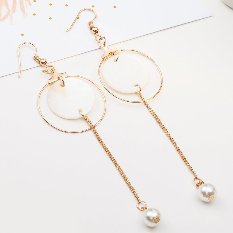 Female Temperament Round Earrings Wild White Circle