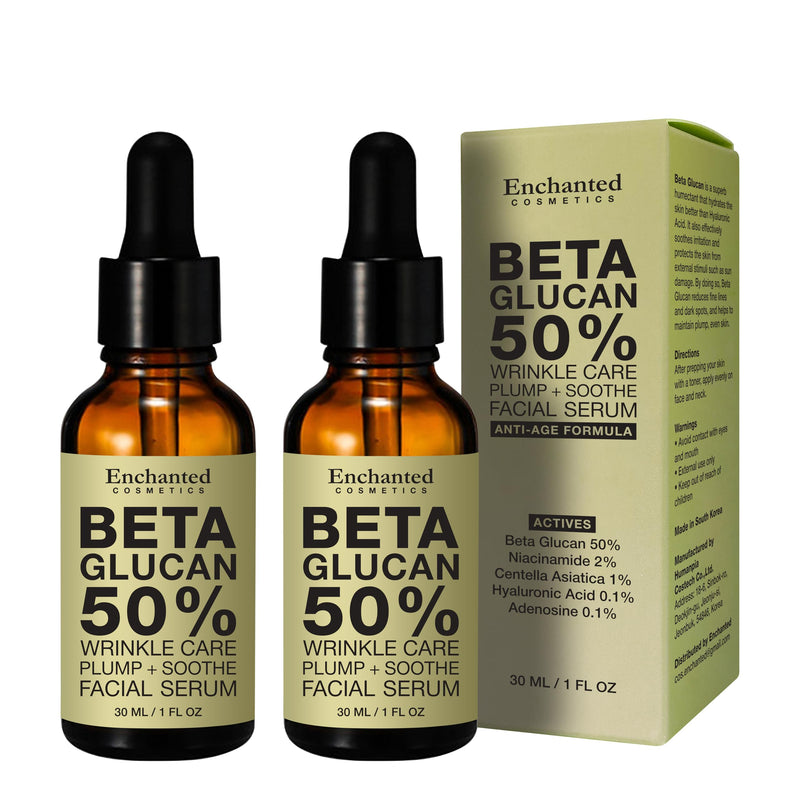 50% Beta Glucan Serum | Anti-Aging, Plumping for Dry Skin, Fine Lines, Wrinkles, Dark Spots | Niacinamide, Centella, Hyaluronic Acid | Korean Skincare | Non-Greasy, Lightweight (2 FL OZ(2pcs))