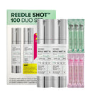 VT COSMETICS Reedle Shot 100 Duo Set with Collagen & Retinol Reedle Shot Pouch (Gift) Exosome Microneedling Serum, Exfoliating, Soft & Glass Skin, Korean Skincare (1.69 fl. oz x2 / 0.06 fl. oz x6)