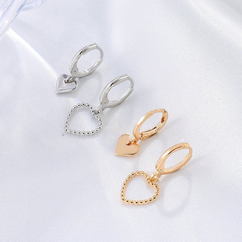 Simple Metal Asymmetric Love Earrings Ins Style Temperament