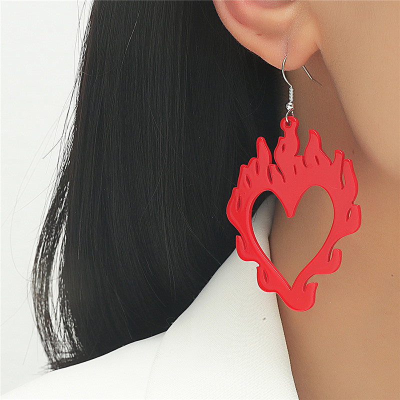 European And American Vintage Acrylic Hollow Flame Earrings