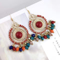 Exaggerated Disc Tassel Earrings Retro Style