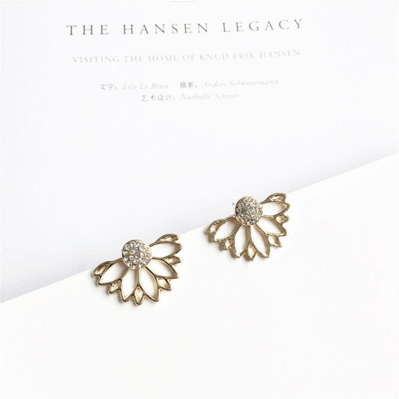 Zircon daisy flower back hanging earrings