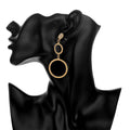 Exaggerated Irregular Double Circle Earrings Female Textured Metal Stud Earrings