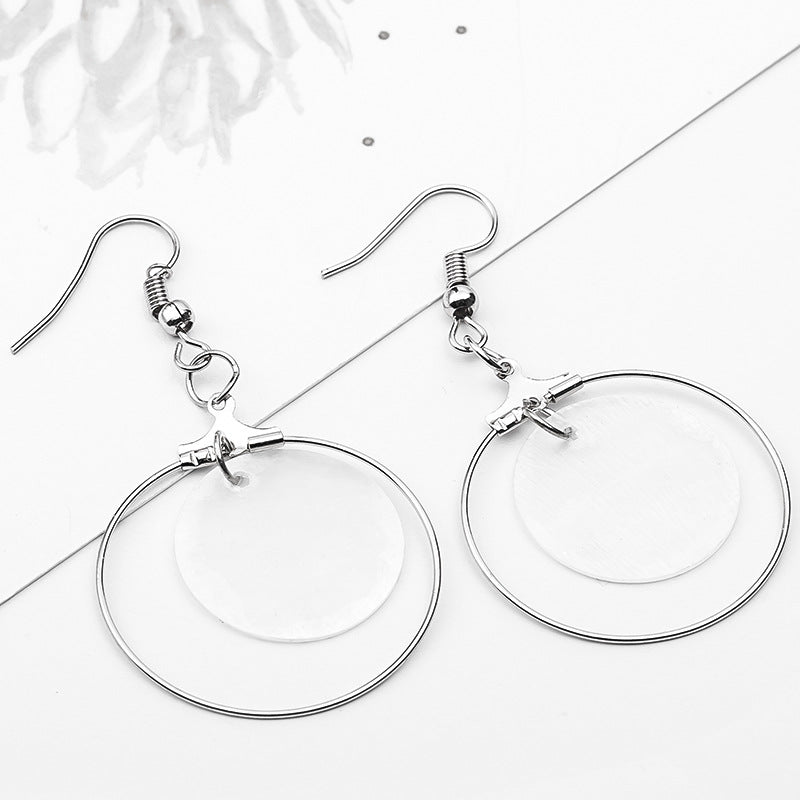 Female Temperament Round Earrings Wild White Circle