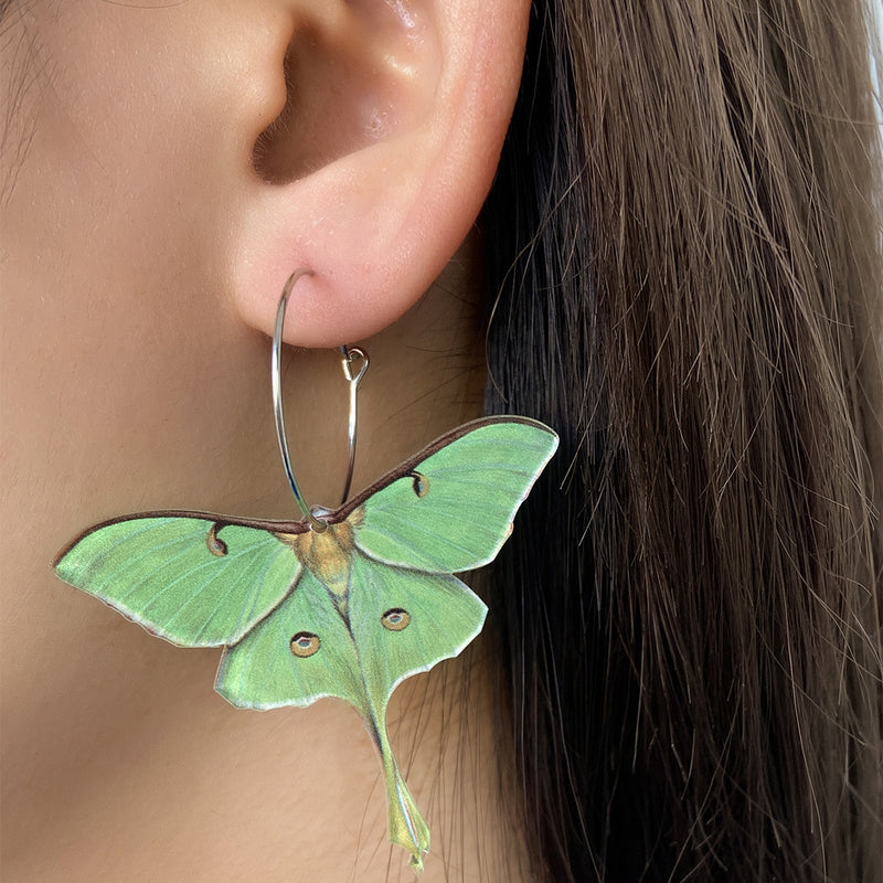 Fashion Simple Acrylic Green Butterfly Moth Earrings