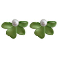 S925 Women's Silver Needle Pearl Petal Earrings