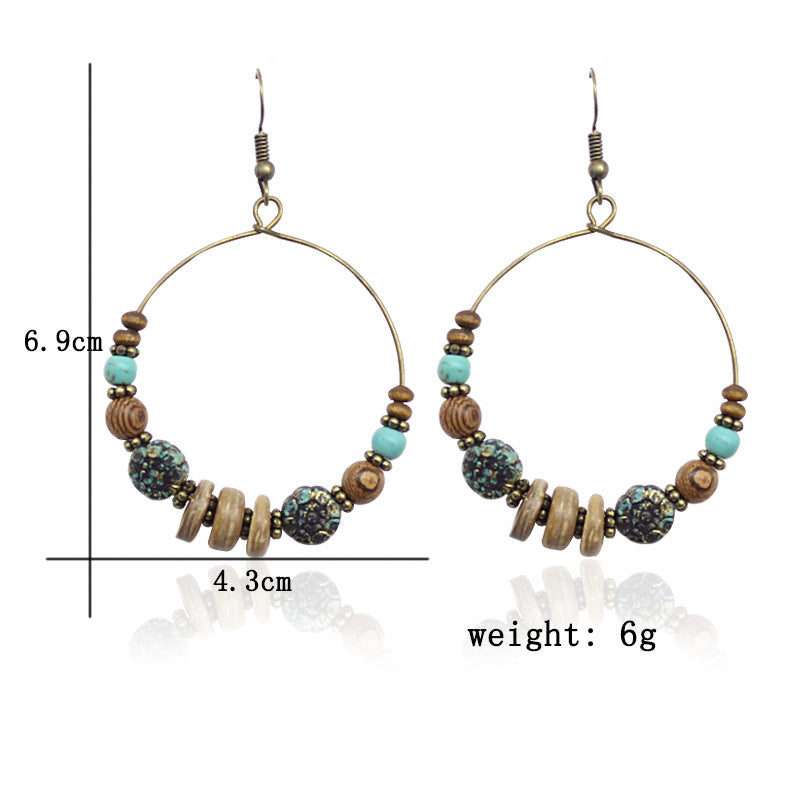 Vintage Round Alloy Beads Bohemian Earrings