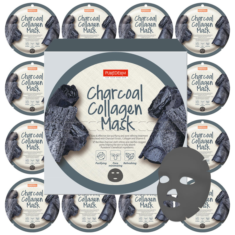 Purederm P/D Charcoal Collagen facial Mask(Circle) 12pack
