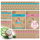 36 PK Vegan Face Masks for Skincare - Coconut, Aloe, Vitamin, Cucumber Facial Sheet Mask Korean Skin Care (36PK Aloe & Coconut)
