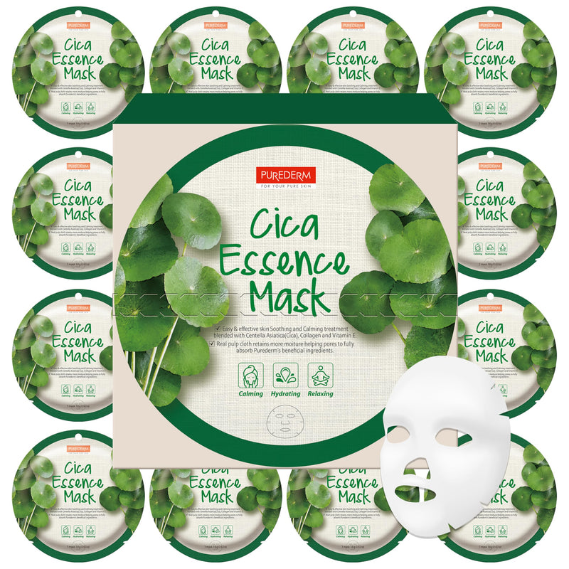 Purederm Cica Essence Mask (12 Pack) - Highly Concentrated Cica Ingredients Make the Skin Soft and Healthy…