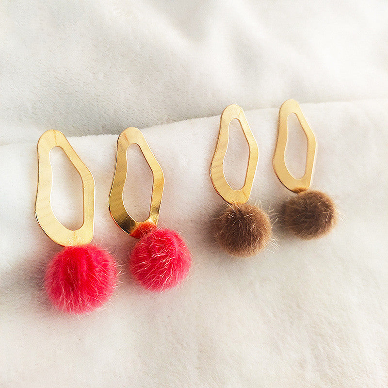 Personalized Color Long Hair Ball Earrings