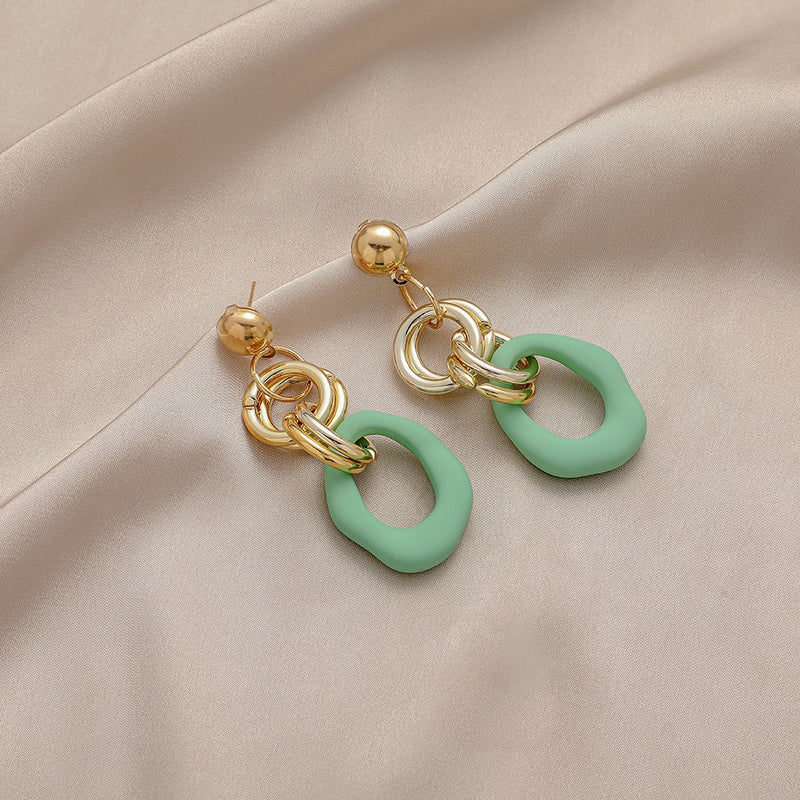 Long Exaggerated O-shaped Circle Color Acrylic Big Earrings