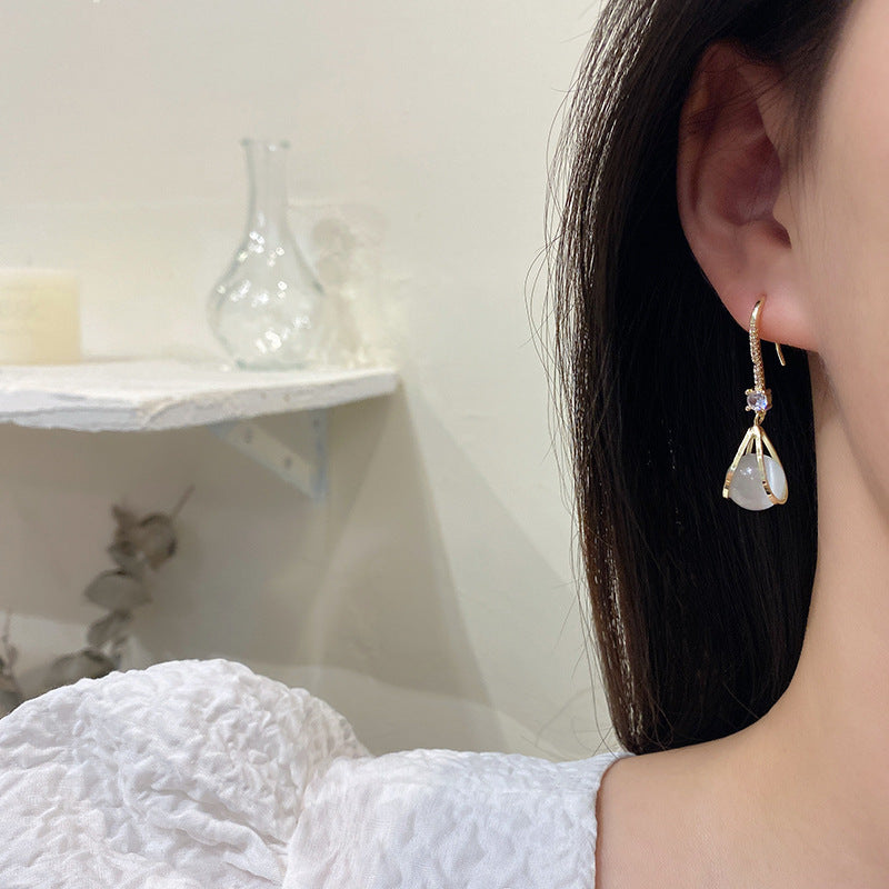 Korean Fashion Sense Opal Earrings Drop Earrings