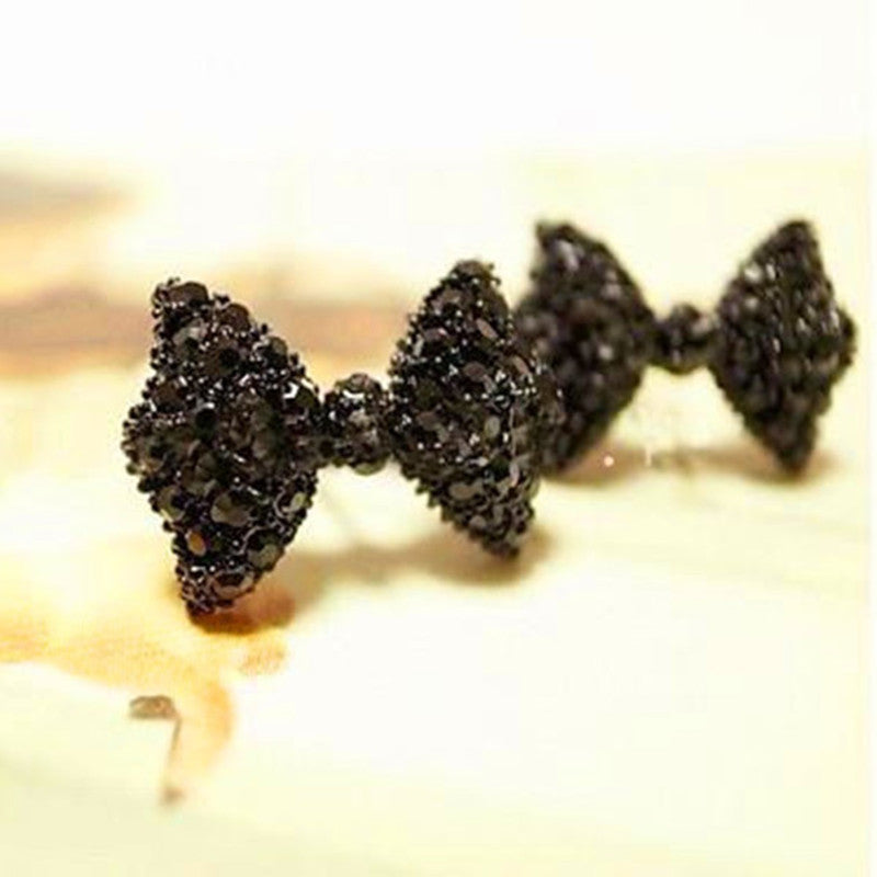 Women's Black Bow Stud Earrings