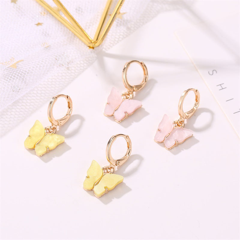 Fashion Color Acrylic Butterfly Earrings Earrings