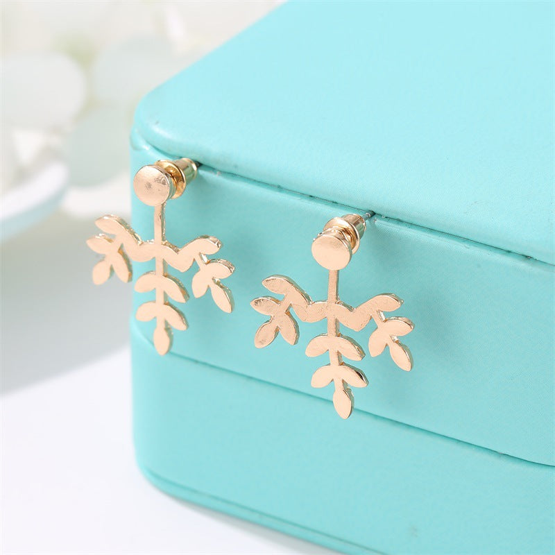 Personality Leaf Hollow Earrings Female Cold Wind