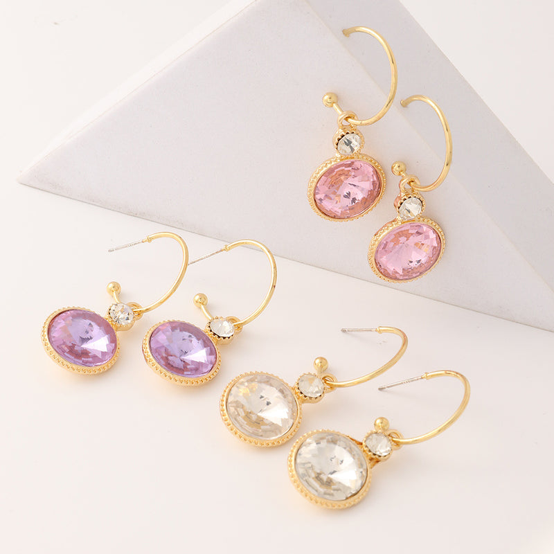 Popular Alloy Inlaid Colorful Crystal Earrings Earrings