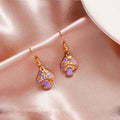 Color Drop Oil Small Mushroom Alloy Earrings