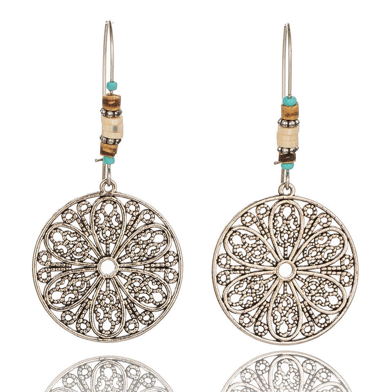 Drop-shaped alloy pendant earrings