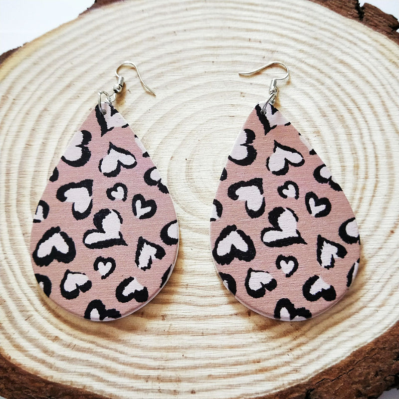 Retro wooden drop earrings female drop earrings carved exaggerated ear jewelry