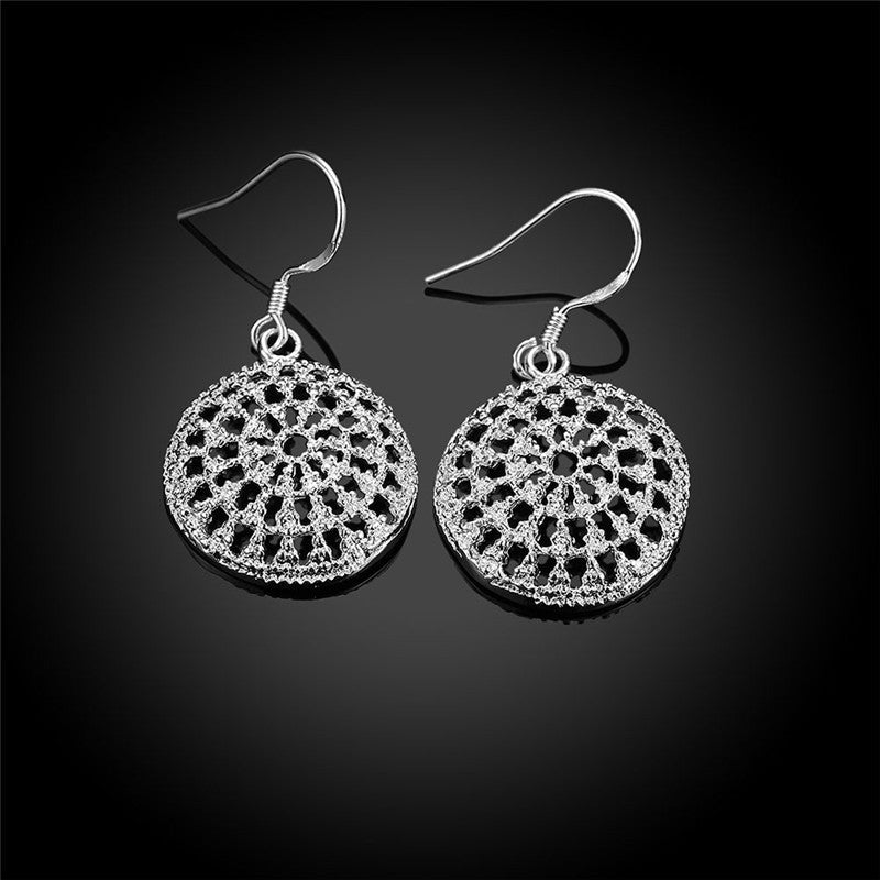 Women's Silver-plated Hollow Disc Earrings