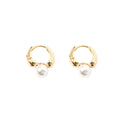 Simple C Shape Stud Earrings For Women Exquisite Pearl Round Crystal Jewelry