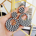 Retro Lattice Square Simple Earrings